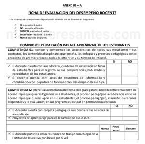 Ficha de Evaluación del Desempeño Docente