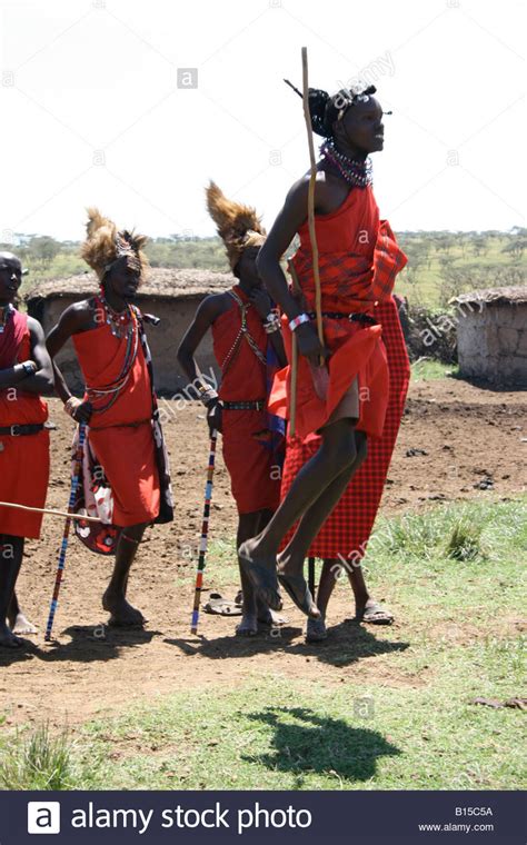 Masai Warriors Doing Their Traditional Dance Stock Photo Alamy