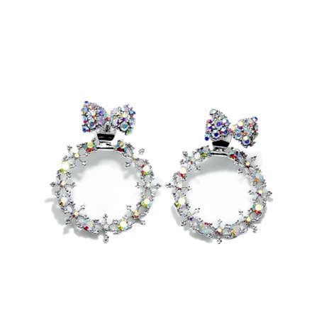 925 silver needle korean bowknot earrings luxury cubic zirconia round drop earring women lady