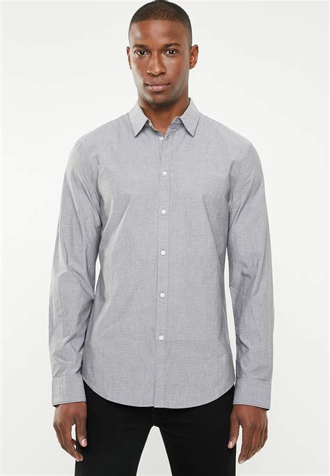 Button Up Long Sleeve Shirt Grey Style Republic Formal Shirts