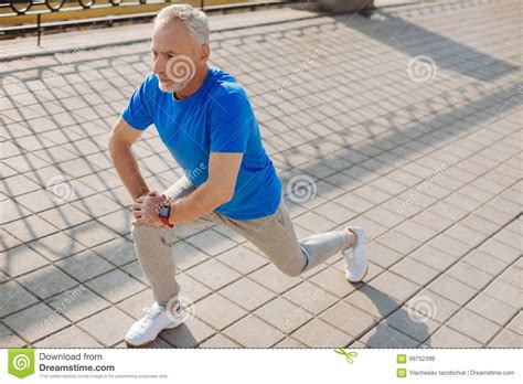 Athletic Senior Man Warming Up Before Morning Run Stock Image Image