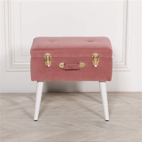 Pink Suitcase Stool With White Legs Maison Reproductions