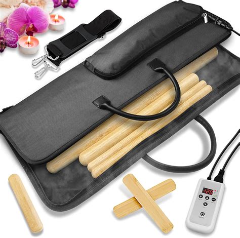 Bamboo Massage Sticks Warmer Set Portable Electric Professional