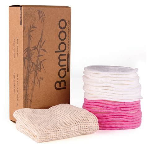 20 Packs Organic Reusable Makeup Remover Pad Bamboo Cotton Round Ink With Laundry Bag