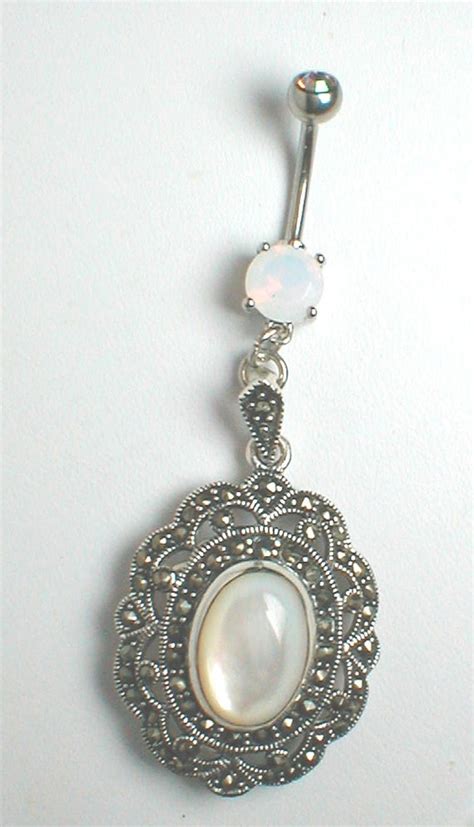 Unique Belly Ring Mother Of Pearl Sterling By Pondgazer2004
