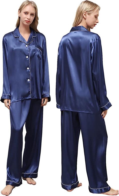 Ladieshow Pijamas Satén Para Mujer Pijamas Mujer Verano Manga Larga