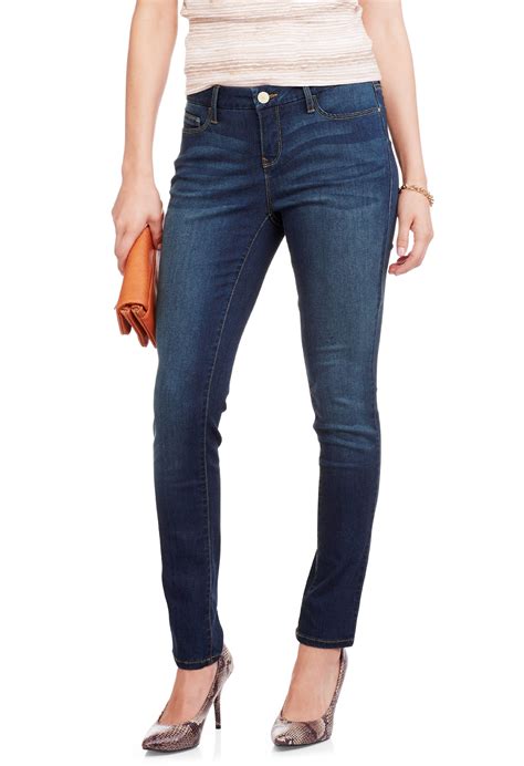 Women S Mid Rise Skinny Jeans With Super Stretch Walmart Com