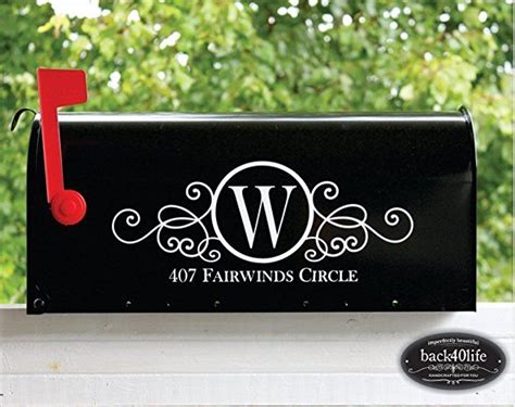 Swirly Monogram Mailbox Numbers Street Address Vinyl Decal E 004a Mailbox Decals Mailbox