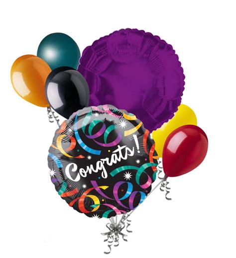 7 Pc Congrats Colorful Swirl Balloon Bouquet Appreciation Teacher Boss