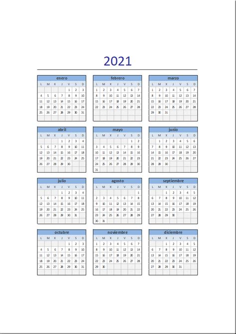 Calendario 2021 Para Imprimir Excel Reverasite