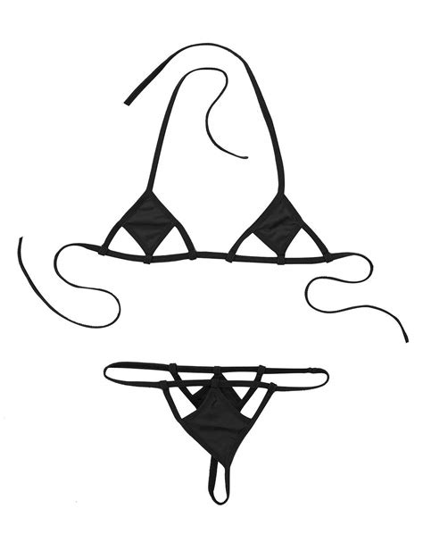 Buy Renvena Womens 2pcs Extreme Bikini Lingerie Set Halter Bra Top With Micro G String Thong