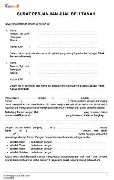 Contoh Surat Akta Jual Beli Tanah