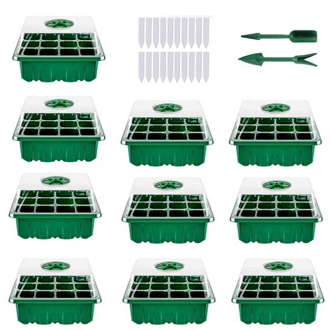 Buy Seed Starter Tray Kit For Seedlings 120 Cells 10 Trays 12 Cells