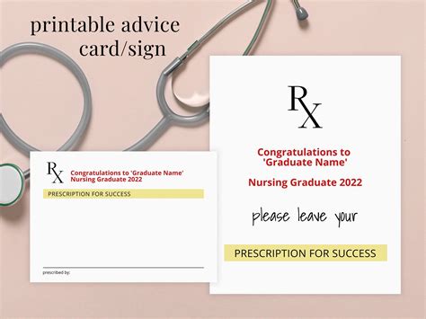 Prescription for Success Nursing Graduate Advice Card Novelty Fun