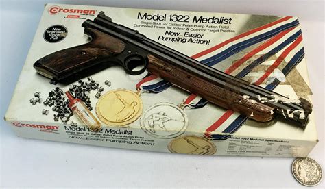 Sold Price Vintage Crosman Model 1322 Medalist Single Shot 22 Pellet Pump Action Pistol W Box