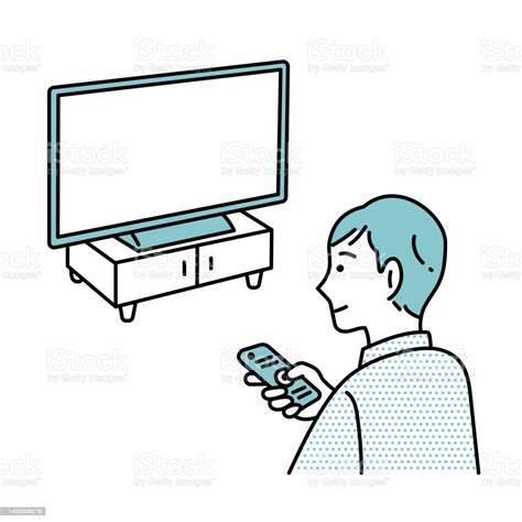 Illustration Of A Man Watching Tv Stock Illustration Download Image