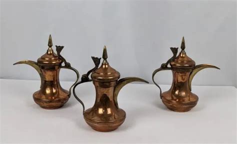Vintage Islamic Arabic Turkish Dallah Coffee Pots Middle Eastern Copper