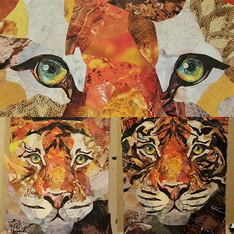 Tiger Art Print Of Original Collage Magazine Paper Cat Etsy Uk