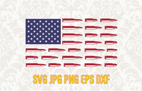 Gun Flag Svg American Military Flag Clipart Bullet Flag Svg Etsy