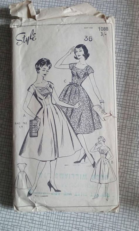 1950s Dress 36 Bust Style 1088 Vintage Sewing Etsy Uk Vintage