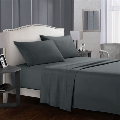 bedding set brief bed linens flat sheet fitted sheet pillowcase queen king size gray soft