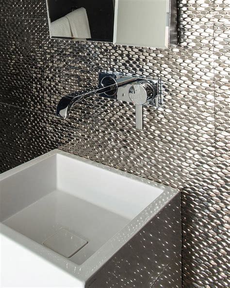 Silver Mosaic Tiles in Bathroom | HGTV