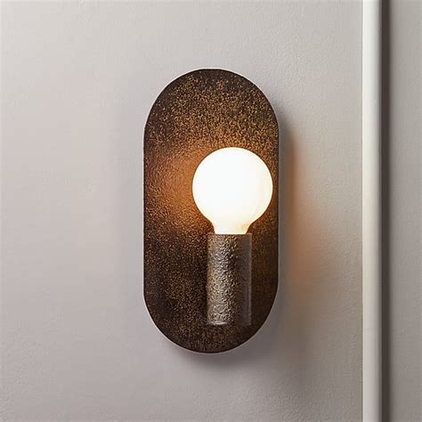 Plate Black Textured Wall Sconce Reviews Cb2 Sconces Modern Wall