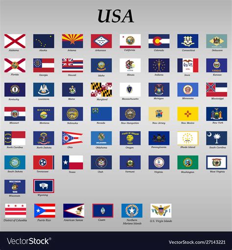 All Flags States United States Royalty Free Vector Image