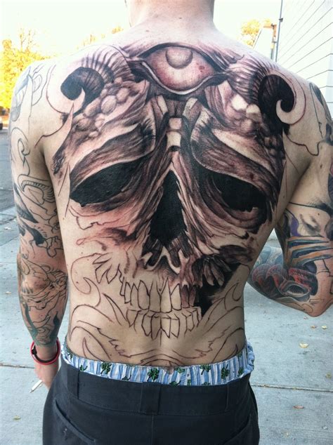 Tattoos And Art By David Ekstrom Full Back Tattoo Of Skull