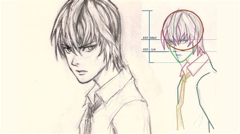 How To Draw Face Light Yagami From Death Note Youtube