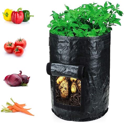 2 Pack 10 Gallon Black Potato Grow Bags With Flap And