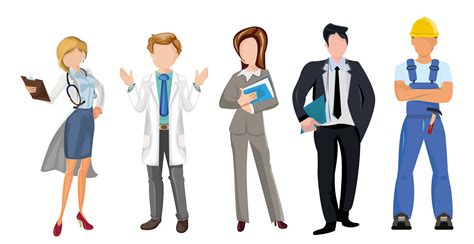 Set Of 5 Pcs People Of Different Professions On A White Background