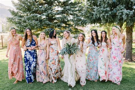 Mismatched Floral Bridesmaid Dresses 1000 In 2020 Floral Bridesmaid