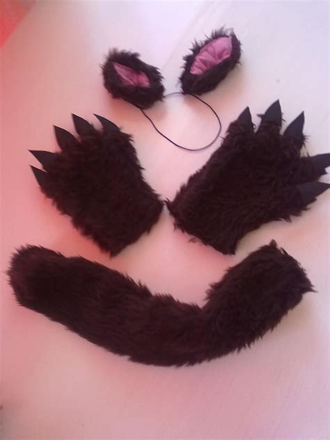 Pawstar Mini Wolf Ear Tail Set Furry Cosplay Halloween Costume Cat Bk