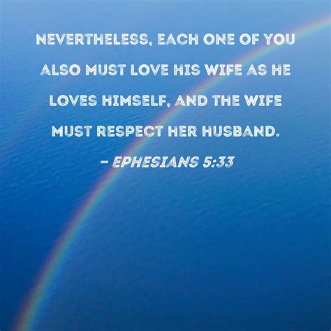 Ephesians 533 Nevertheless Each One Of You Also Must Love His Wife As He Loves Himself And