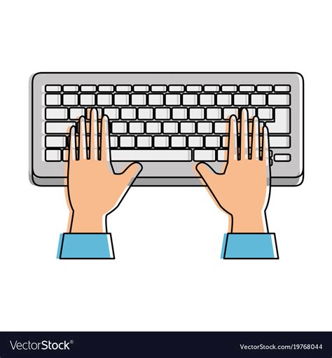 Computer Keyboard With Hands User Royalty Free Vector Image