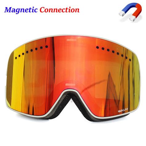 Ski Goggles With Magnetic Double Layer Polarized Lens Skiing Anti Fog Uv400 Snowboard Goggles