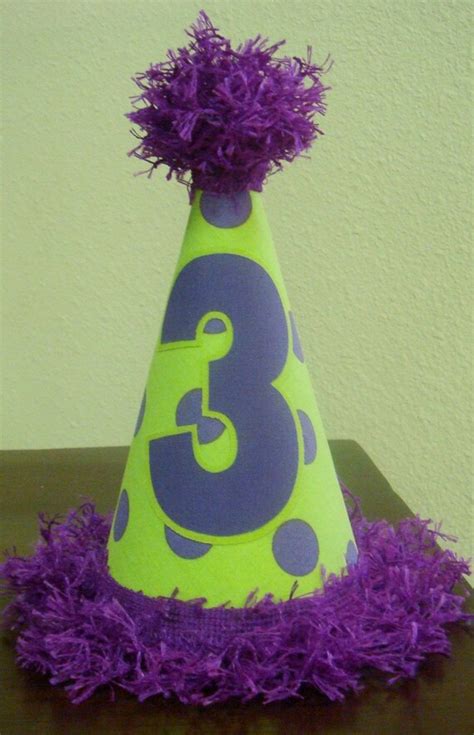 Items Similar To Birthday Hat Green And Purple Barney Hat Any