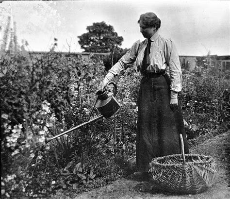 Edwardian Lady Watering Her Garden Vintage Photography Vintage
