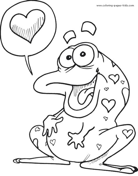 Letter t toad printable activites feauring the toad. valentine's coloring pages | Frog love Valentine's day ...