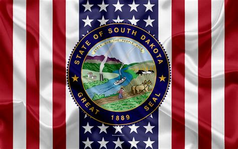 Download Wallpapers South Dakota Usa 4k American State Seal Of