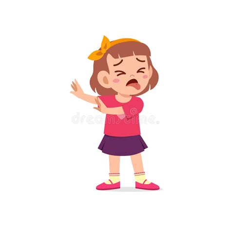 Cute Little Kid Girl Show Refuse And Disgust Pose Expression Stock