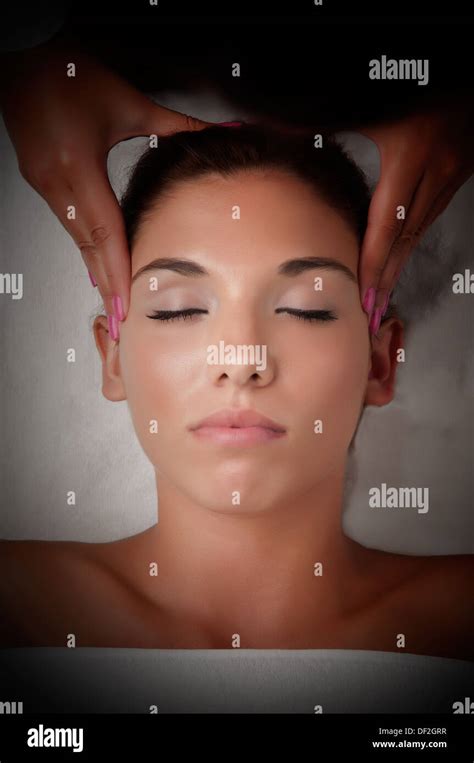Female Receiving A Head Massage In A Spa Stock Photo Alamy