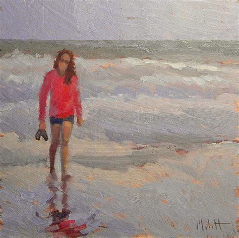 Painting Daily Heidi Malott Original Art Woman On Beach At Sunset Dusk