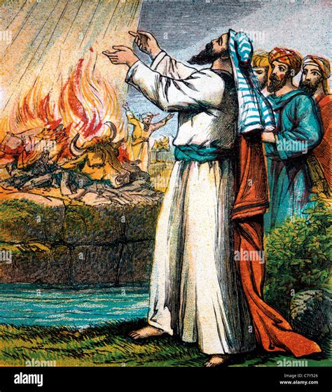 Historias Bíblicas Ilustración De Elías Pidiendo A Dios Que Acepte El