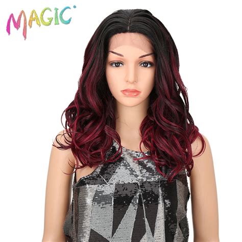 Magic Synthetic Lace Front Wigs 18 Long Gray Ombre Loose Wave Wigs For