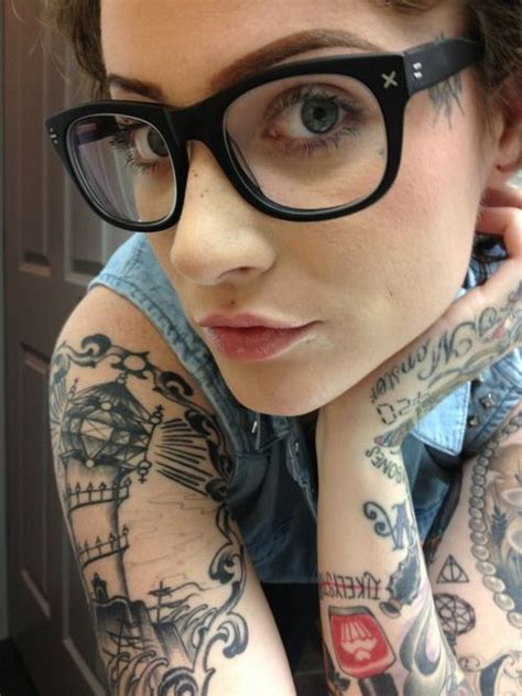 Girls With Glasses Girl Tattoos Inked Girls
