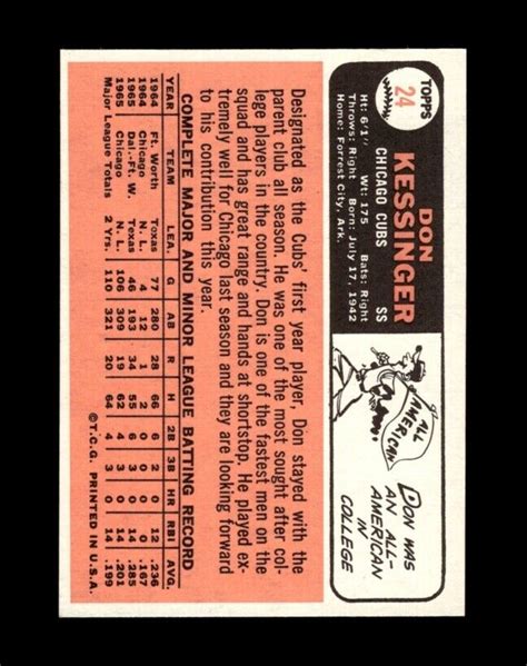 Topps Set Break Don Kessinger Rc Ex Exmint Gmcards Ebay