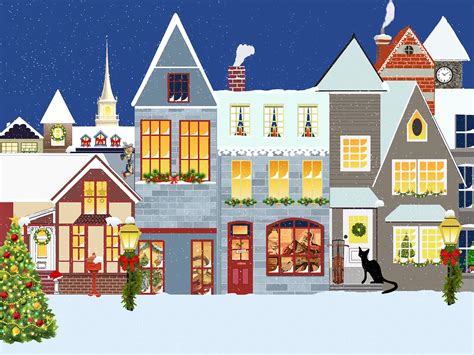 Christmas Houses Clipart Christmas Village Clipart Christmas Etsy The