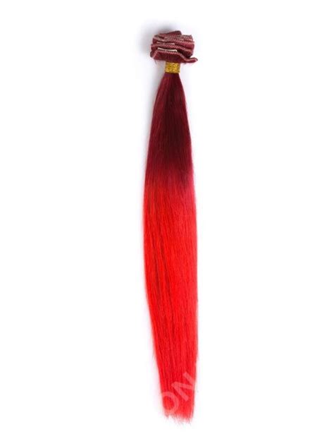 Red Mermaid Colorful Ombre Indian Remy Clip In Hair Extensions Cd011 Clip In Donalovehair